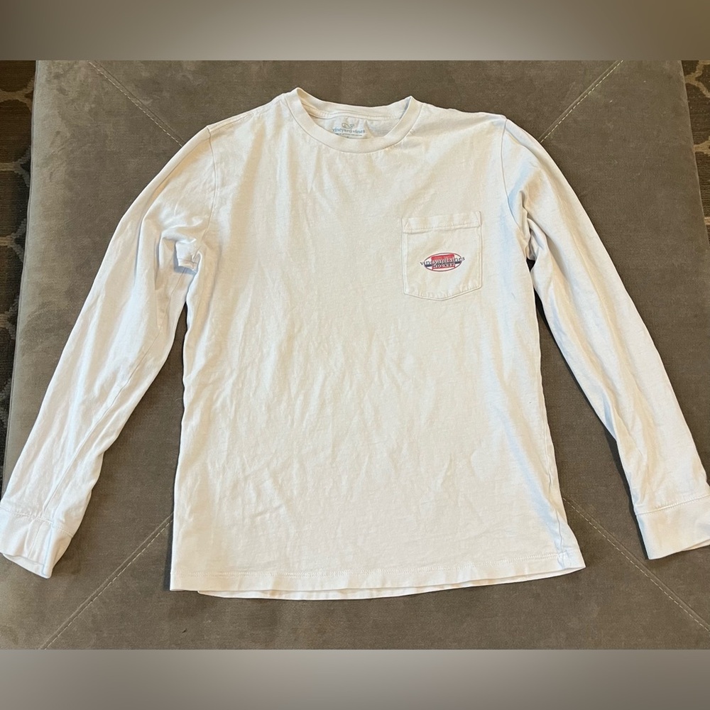 Vineyard Vines White Long Sleeve Tee with Logo